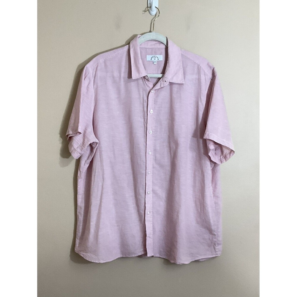Kirrin Finch Womens Linen Button Down Shirt Size 24 Pink Menswear Androgynous